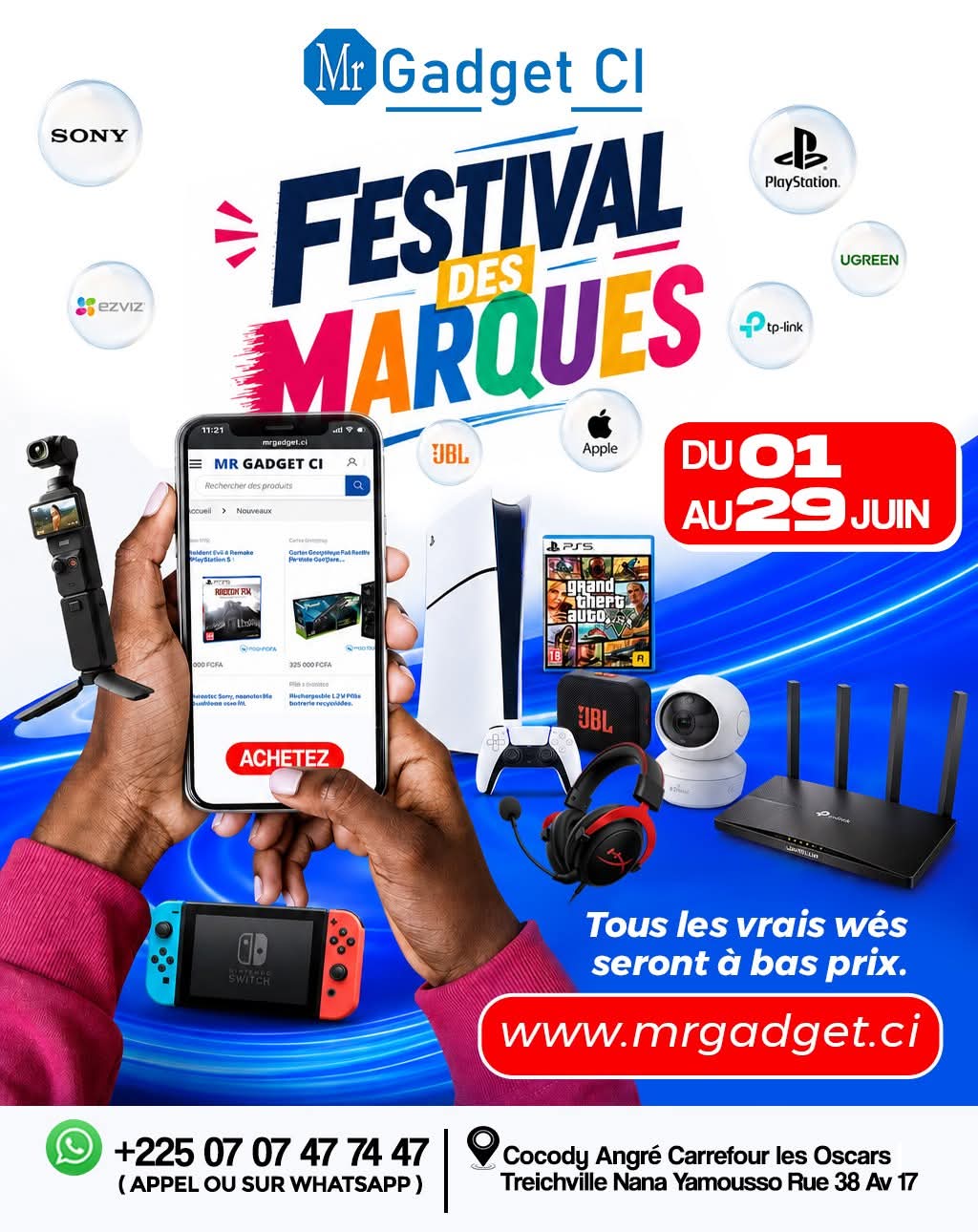 Festival des marques ou grand marché des équipements électroniques ouvre sur www.mrgadget.ci